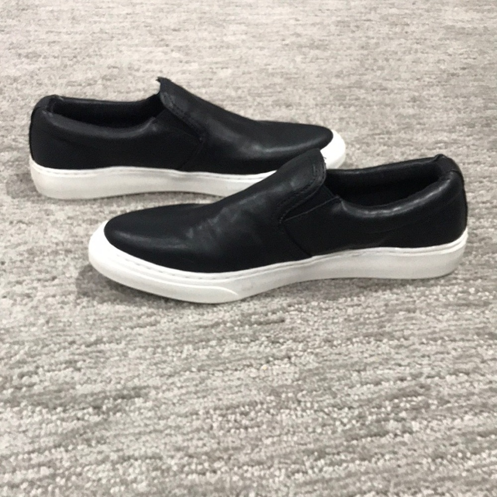 Black leather slip on